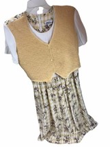 Vintage Allison Che Floral Vest Dress Layered Look Cottagecore Prairie S... - £19.34 GBP