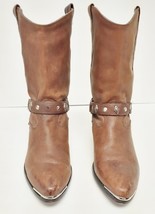 Code West Western Cowboy Boots Leather Harness USA Brown Women&#39;s 7.5 M - £58.93 GBP