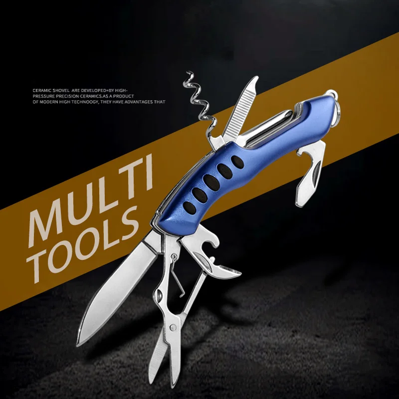Multi-function Tool Portable Folding Outdoor Scissor Knife Bottle Opener EDC - £11.08 GBP
