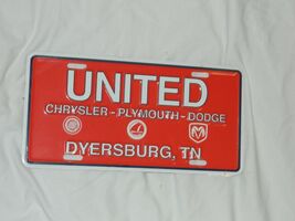 Vintage Dyersburg Tennessee License Plate / UNITED Chrysler / Ad Aluminu... - $5.89