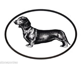 Dachshund Decal - Dog Breed Oval Vinyl Window  Black &amp; White Sticker - £3.19 GBP