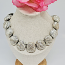 Anne Klein II Runway Couture Chunky Statement Necklace Toggle 80s Silver Tone - £31.93 GBP