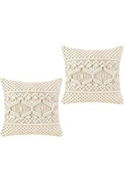 Mikono Macrame Throw Pillow Covers (Pillows Not Included) Set of 2, 17&quot; - £12.34 GBP