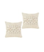 Mikono Macrame Throw Pillow Covers (Pillows Not Included) Set of 2, 17" - £12.14 GBP