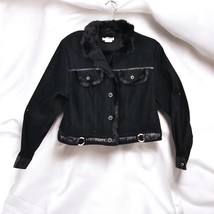 Nancy Bolen Petites For City Girl Jacket XLarge Black Cropped Faux Fur D... - $38.32