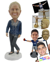 Personalized Bobblehead Graceful Happy Woman In Casual With A Scarf - Leisure &amp;  - £73.88 GBP