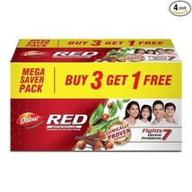 Dabur Red Toothpaste -800g(200gx4) Fluoride Free Cavity Protection, Plaque Remov - £18.47 GBP