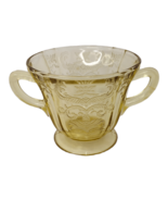 Vintage Federal Madrid Depression Amber Yellow Glass Open Sugar Bowl Dish - £8.59 GBP