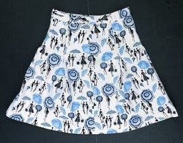 Retro Novelty Print Women Holding Umbrellas A-Line Skirt Fits 4 6 - $11.88
