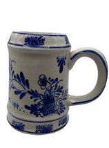 Delft Style Tankard Mug Blue White Vintage K&amp;S Stein 4.75&quot; - £9.62 GBP