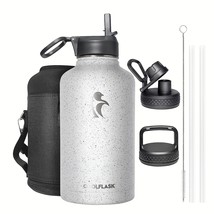 Half Gallon Water Bottle Insulated With Straw&amp;3 Lids, 64 Oz Water Jug Galaxy Lar - £51.89 GBP