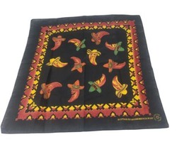 Vintage Hot Peppers Patterned Bandana Handkerchief Made In USA  RN15187 - $19.75