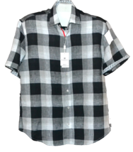 Bugatchi Men&#39;s Black White Plaids Cotton Shirt Size L - £81.23 GBP