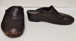 L.L. Bean Womens Pebbled Leather Clogs Mules Slip On Shoes Brown USA Size 8 M - £18.94 GBP