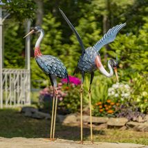 Zaer Ltd. Set of 2 Painted Iron Blue Crane Figurines (20&quot; Tall) - £66.48 GBP+