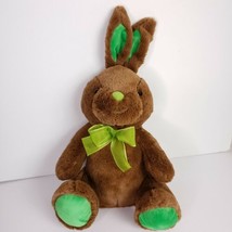 Hug &amp; Luv Bunny Rabbit Plush Stuffed Animal Chocolate Brown Green 18&quot; - £14.56 GBP