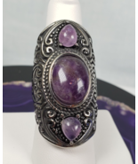 Vintage Amethyst Southwest Navajo Stainless Steel 316L Silver Tone Ring ... - €144,58 EUR