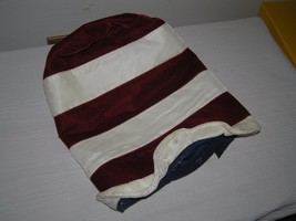 Vintage Made in USA Red &amp; White Striped Crushed Velvet w Blue Dr. Suess Hat - £8.35 GBP