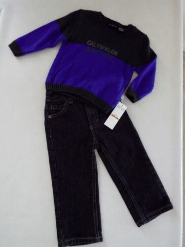 Primary image for CALVIN KLEIN Toddler Boy's 2 Piece Sweater & Jeans Outfit size 12M New