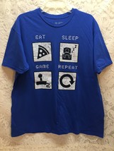 Eat Sleep Game Repeat Men&#39;s Graphic T-shirt Size Xl Blue - £14.05 GBP