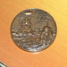 1969 Apollo 11 Moon Landing Bronze Medal Coin Token Rubber Teck High Relief Rare - £88.65 GBP