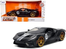 2017 Ford GT #2 Matt Black with Silver Stripes and Gold Wheels &quot;Bigtime Muscle&quot; - $40.49