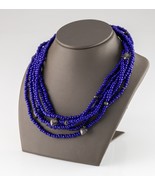 Gorgeous Blue Glass Beaded Multi-Strand Necklace with Silver Accents - £474.22 GBP