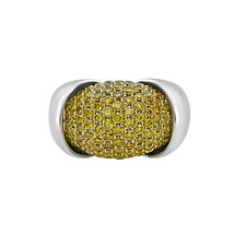 Fine 4.20ct Natural Fancy Yellow Diamonds Engagement Ring 18K Solid Gold Round - £6,903.66 GBP