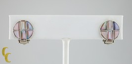 Atemberaubend Perlmutt Mosaik Scheibe Huggie Ohrstecker IN Sterlingsilber - $248.99