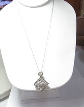 Custom 14K Solid White GOLD Natural Diamond Pendant with 18&quot; Chain - £779.37 GBP