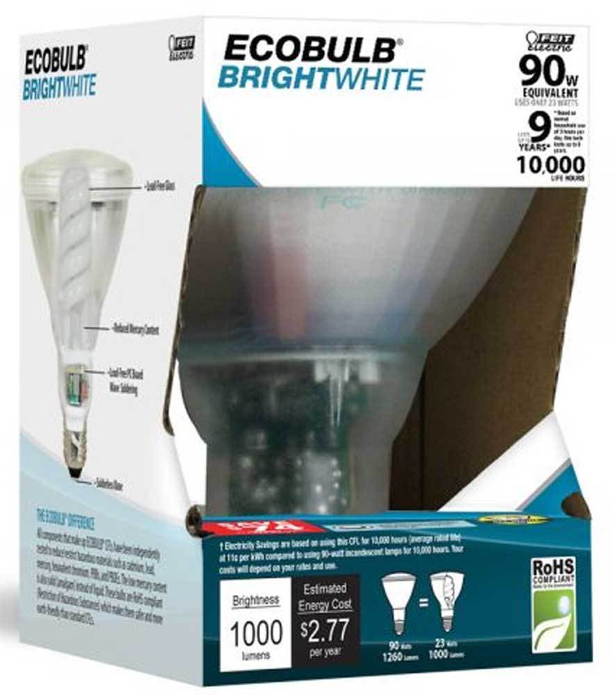 Feit ECOBulb Plus 23W / 90W 120V PAR38 Bright White Clear CFL Flood ESLQ... - $16.88
