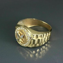 1.50 Ct Round Simulated Diamond Flying Eagle Men&#39;s Ring 14K Yellow Gold ... - $160.01