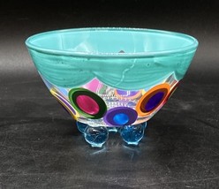 Polka Dots Marble Balls Footed Bowl Detroit Glass Company Michigan 4” X ... - $29.69