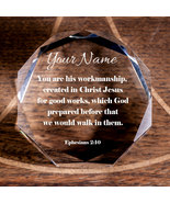 Ephesians 2:10 Octagonal Crystal Puck You Are His Workmanship Personaliz... - £50.80 GBP