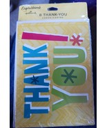 Hallmark Thank You Cards 1 pack of 8Cards Yellow Bold Fun Multicolor Let... - $10.81 CAD
