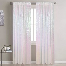 Sequin Curtains 2 Panels Iridescent White 2&#39; 7&#39; Sequin Backdrop Curtain 84&quot; Long - £31.33 GBP