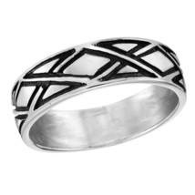 Casual Classic Rhombus Motif Sterling Silver Band Ring-7 - £14.69 GBP