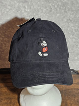 Classic DISNEY Mickey Mouse Embroidered Strap Back Hat OS BLACK Adjustable Nwt - £10.11 GBP