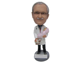 Custom Bobblehead Obyn Gynecologist Male Doctor In Medical Attire Holding A Baby - £66.26 GBP