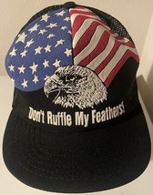 Vintage Don&#39;t Ruffle My Feathers Flag/Bald Eagle Snapback Hat - Made In USA - $27.28 CAD