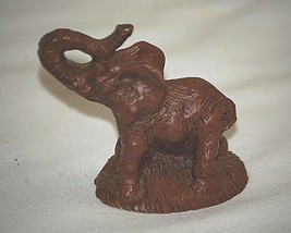 Vintage Resin Miniature Wild Elephant Figurine Trunk-Up Shadow Box Shelf... - £7.03 GBP