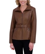 Kenneth Cole Womens Jacket Brown Faux Leather Pockets Belted Convertible... - $1,372.07 MXN