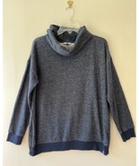 TALBOTS Sz M Blue Turtle Neck Fleece Sweatshirt Pullover Top Size Zip St... - $457.21 MXN