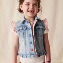 Matilda Jane Enchanted Garden Girls Denim Vest Ruffle Sleeves Distressed... - €28,85 EUR