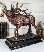 Large Wapiti Bull Elk Deer Rustic Bronze Plated Finish Statue With Troph... - $262.45 CAD