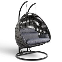 LeisureMod Wicker Hanging 2 Person Egg Swing Chair with Outdoor Cover (C... - $1,174.04