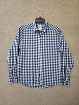 Lacoste Button Up Shirt Mens 42 Blue Check Modern Fit Logo Long Sleeve C... - $26.60