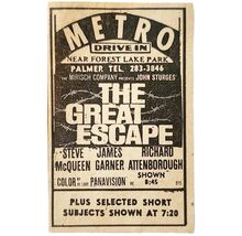 1963 Metro Drive In The Great Escape Movie Advertisement Steve McQueen F... - $27.87 CAD