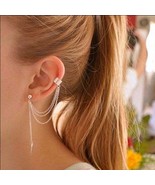 Leaves Ear Clip Earrings for Women Single Leaf Chain Tassel ear cuff Met... - £7.04 GBP