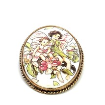 Vtg Sterling Sign by Estate CMB 1991 Cloissonne The Apple Blossom Fairies Brooch - £51.57 GBP